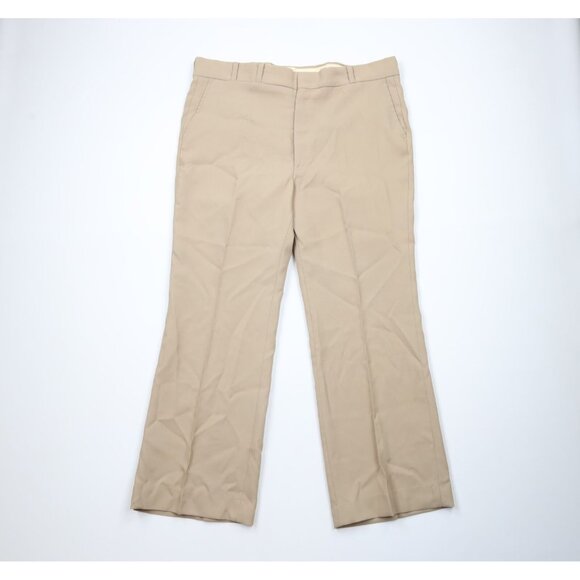 Vintage 60s 70s Streetwear Mens 40x29 Knit Wide Leg Bell Bottoms Chino Pants USA